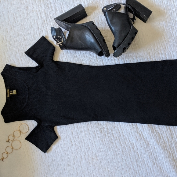 Ribbed Black Mini Dress - Picture 4 of 4